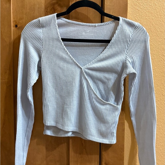 3 Ribbed Long Sleeve Tops - Blue Stripe, Light Blue, Olive - Picture 8 of 10